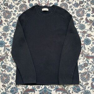 Navy ribbed knit sweater